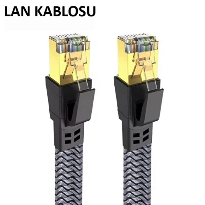 ® Yeni Ürün Cat 8 LAN Kablosu –Ethernet Kablosu Örgü Kaplama, Yüksek Hızlı (3 METRE)